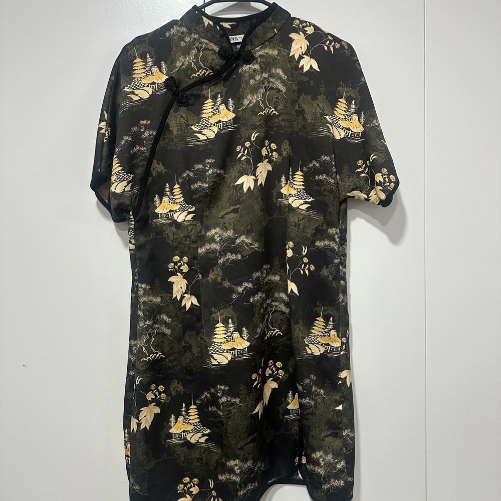 Zara Black and Yellow Patterned Casual Shirt